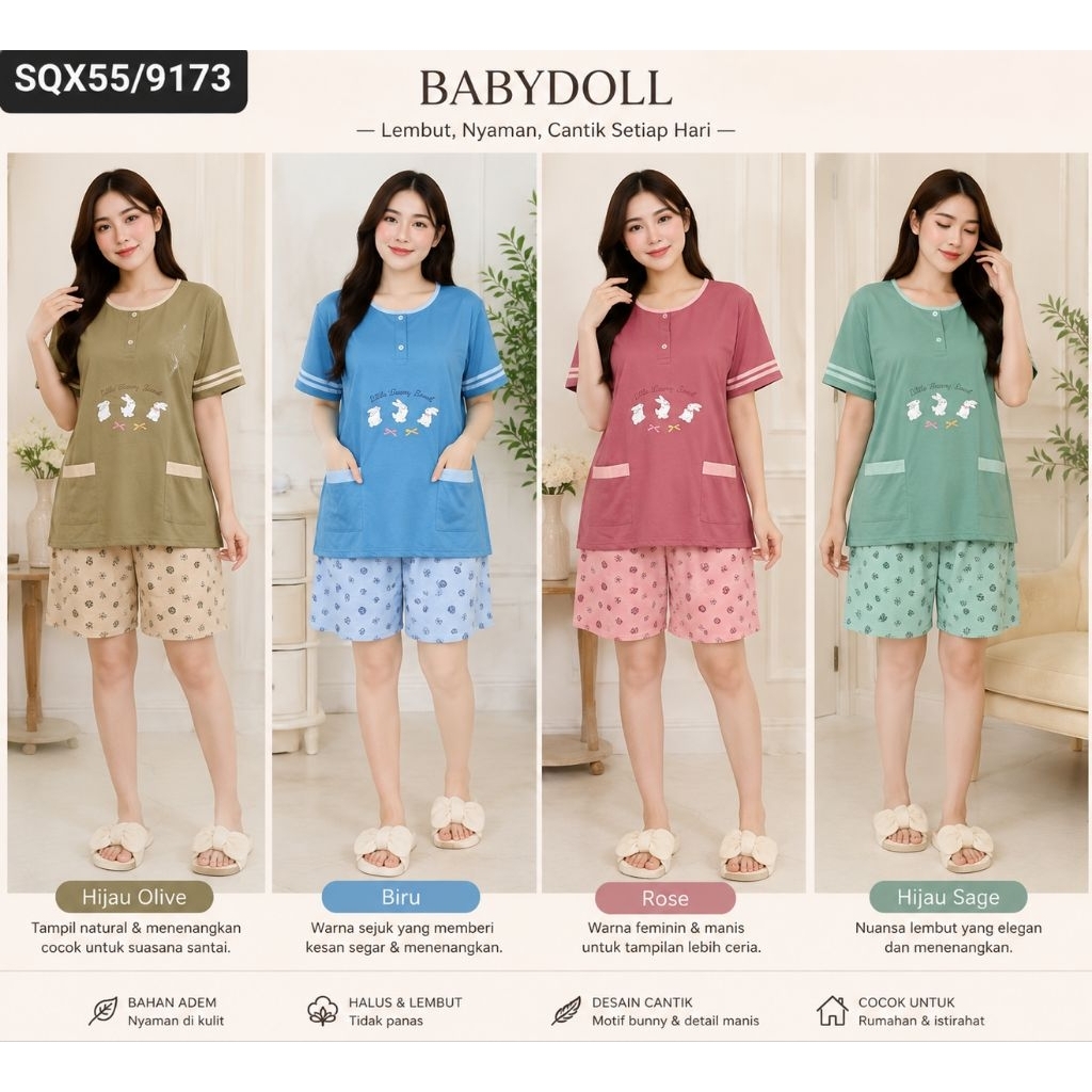 Babydoll Dewasa 3/4 Jumbo Merk Amro Label Putih Termurah