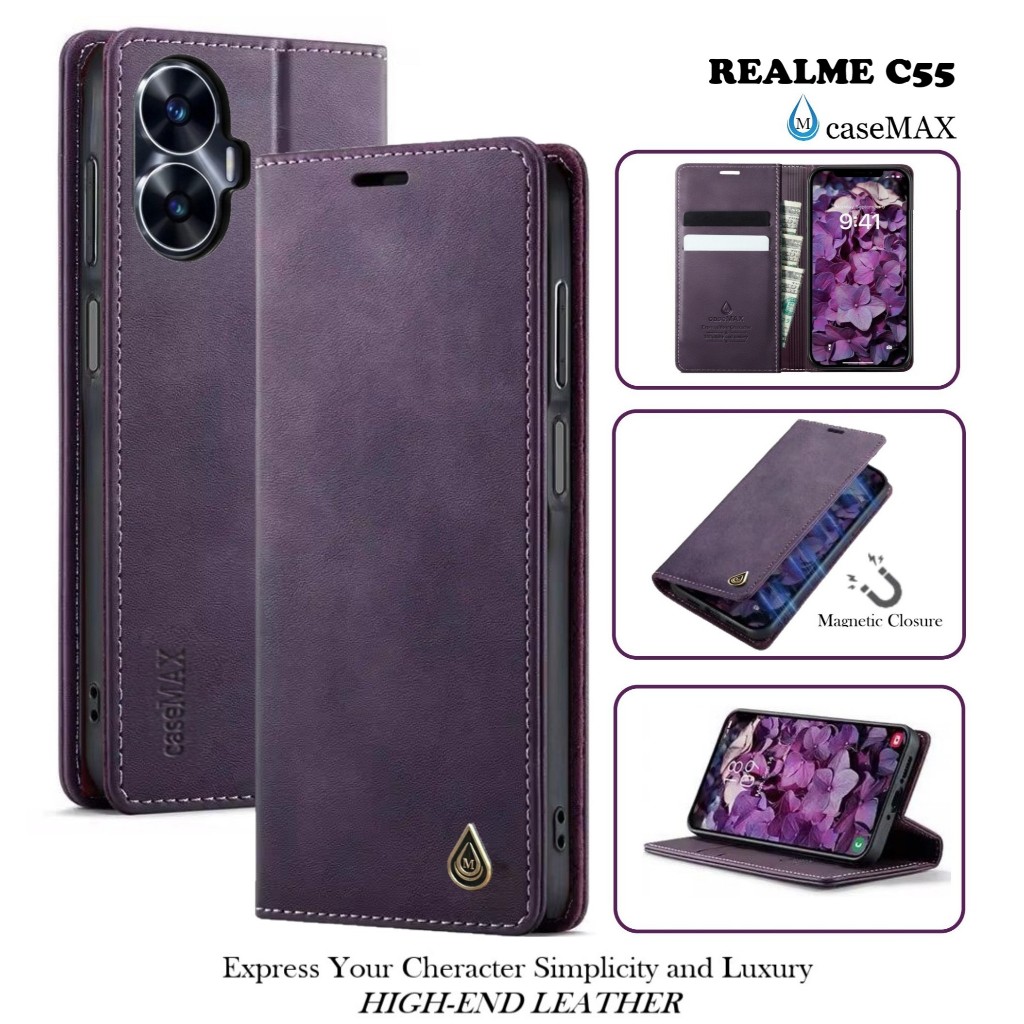 Flip Case REALME C55 Case Wallet Kulit Casing Dompet Case Wallet Leather Flip Case REALME C55 Casing