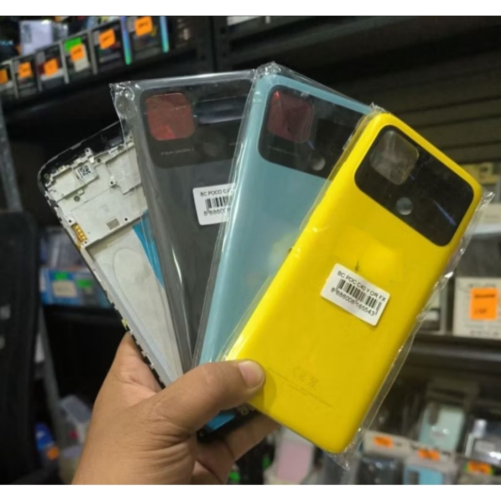Casing Fullset Hp Xiaomi Poco C40 Kesing Housing Fulset Backdoor + Frame Lcd Tombol On Off Volume