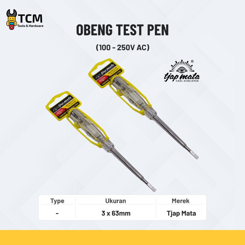 Obeng Test Pen Tjap Mata / Obeng Tespen Cap Mata (100-250V/AC)