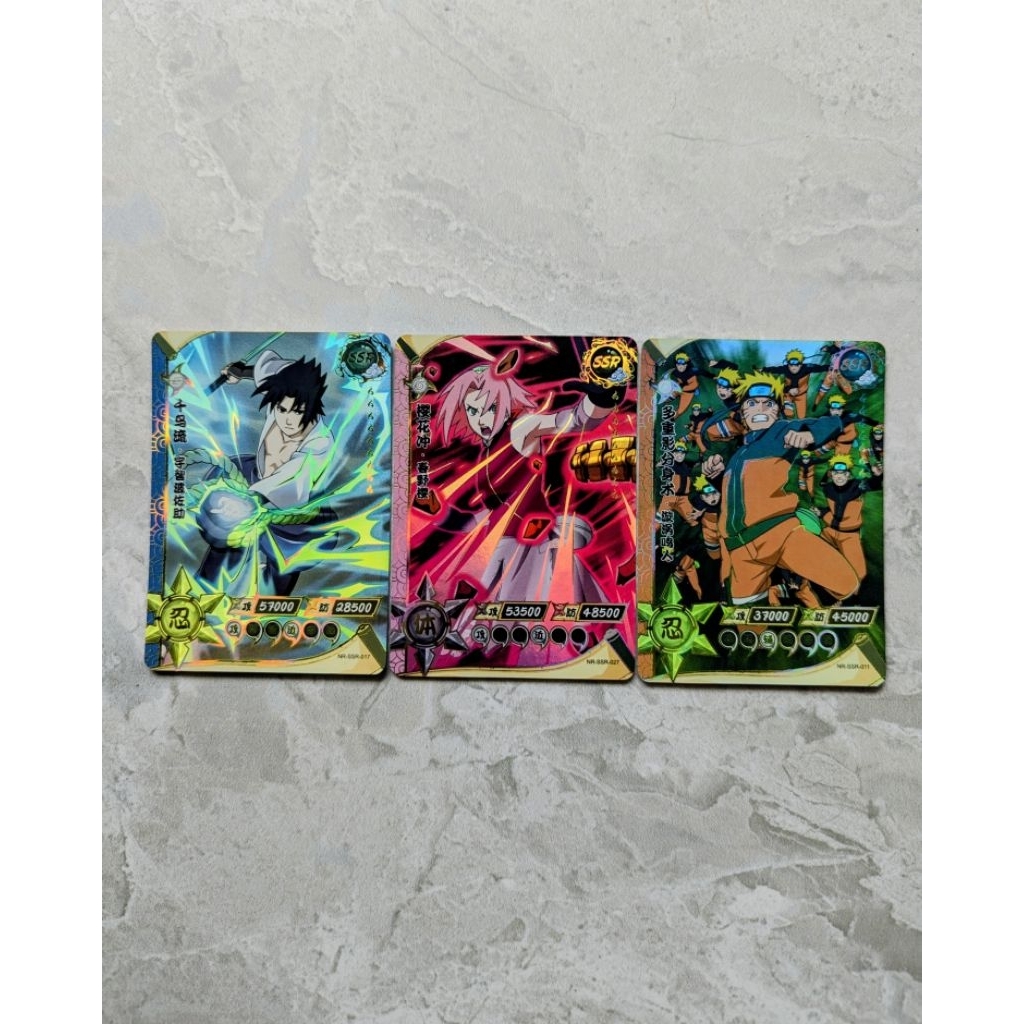 Set Kartu Langka Naruto Kayou SSR Team 7 (Naruto, Sasuke, Sakura) - Rarity Super Secret Rare
