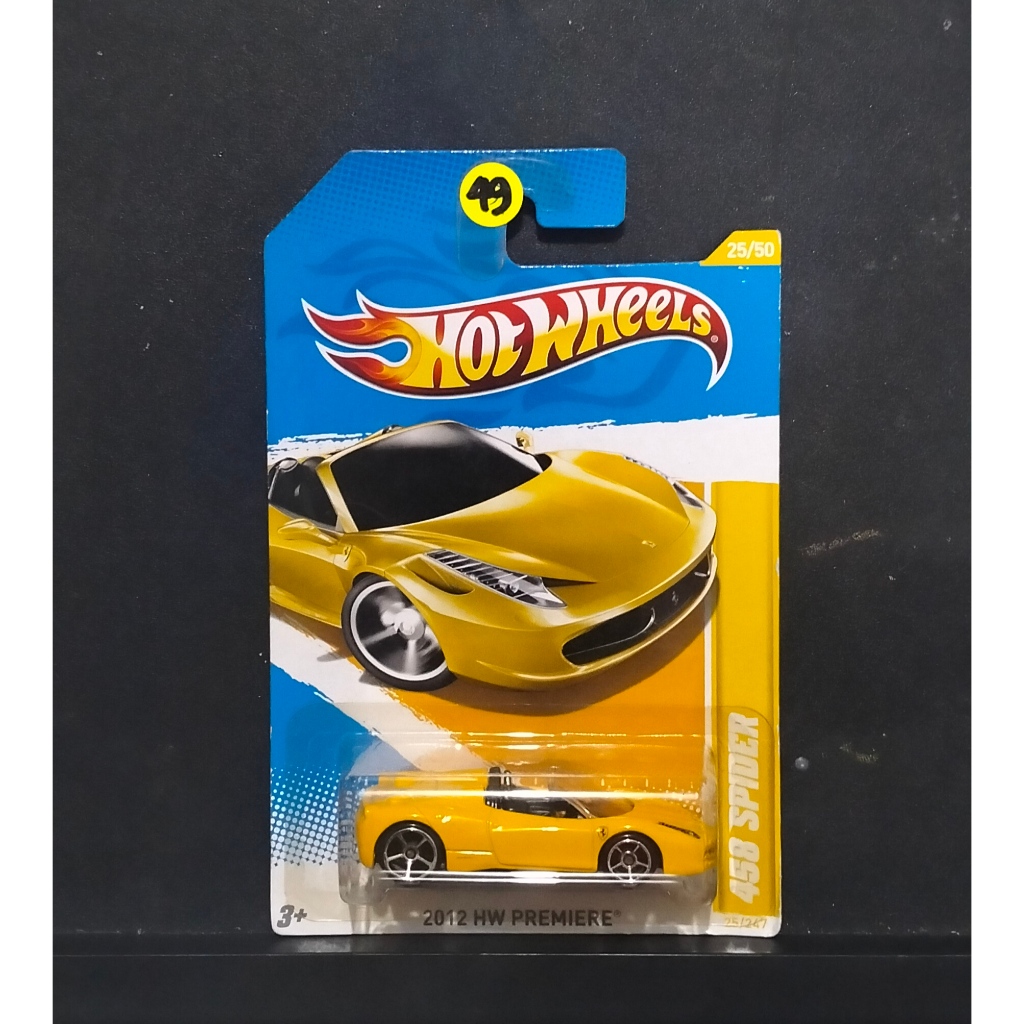 2012 Hot Wheels Ferrari 458 Spider Yellow Hotwheels