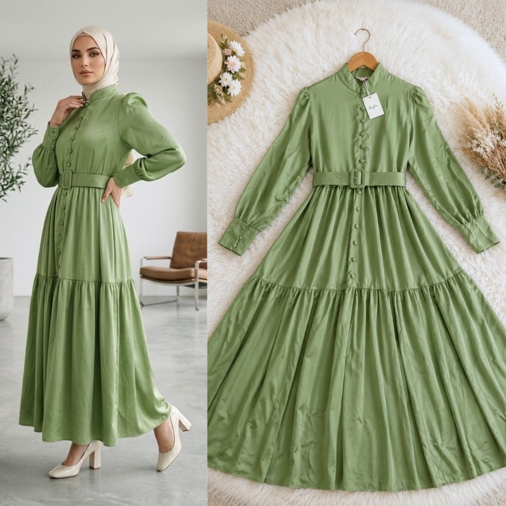 Fatia Dress Original MK Misskami Bahan Satin Silk Premium High Quality
