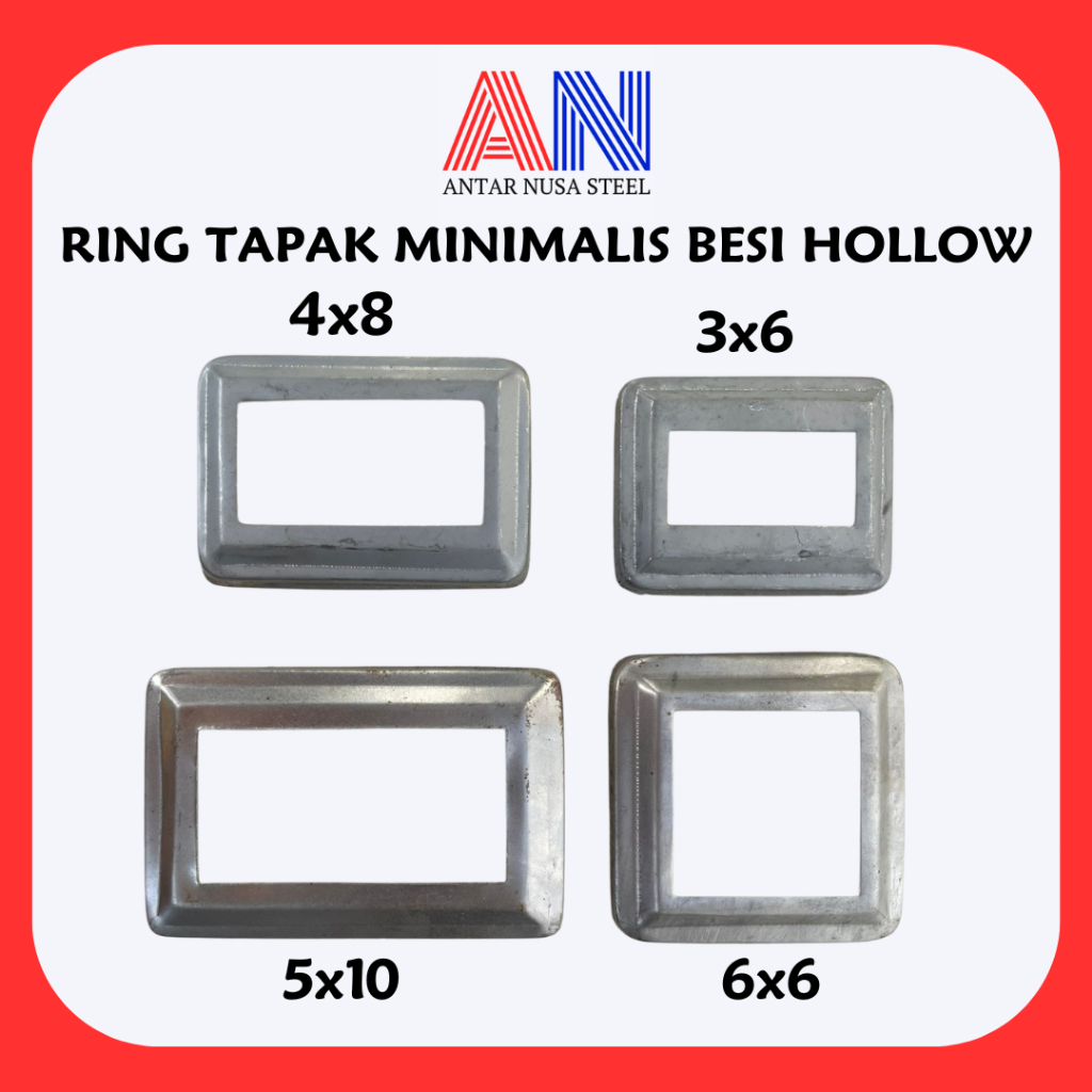 RING TAPAK MINIMALIS BESI HOLLOW 3x6, 4x8, 5x10, 6x6 | Tapak, Ring, Tapak Besi Hollow