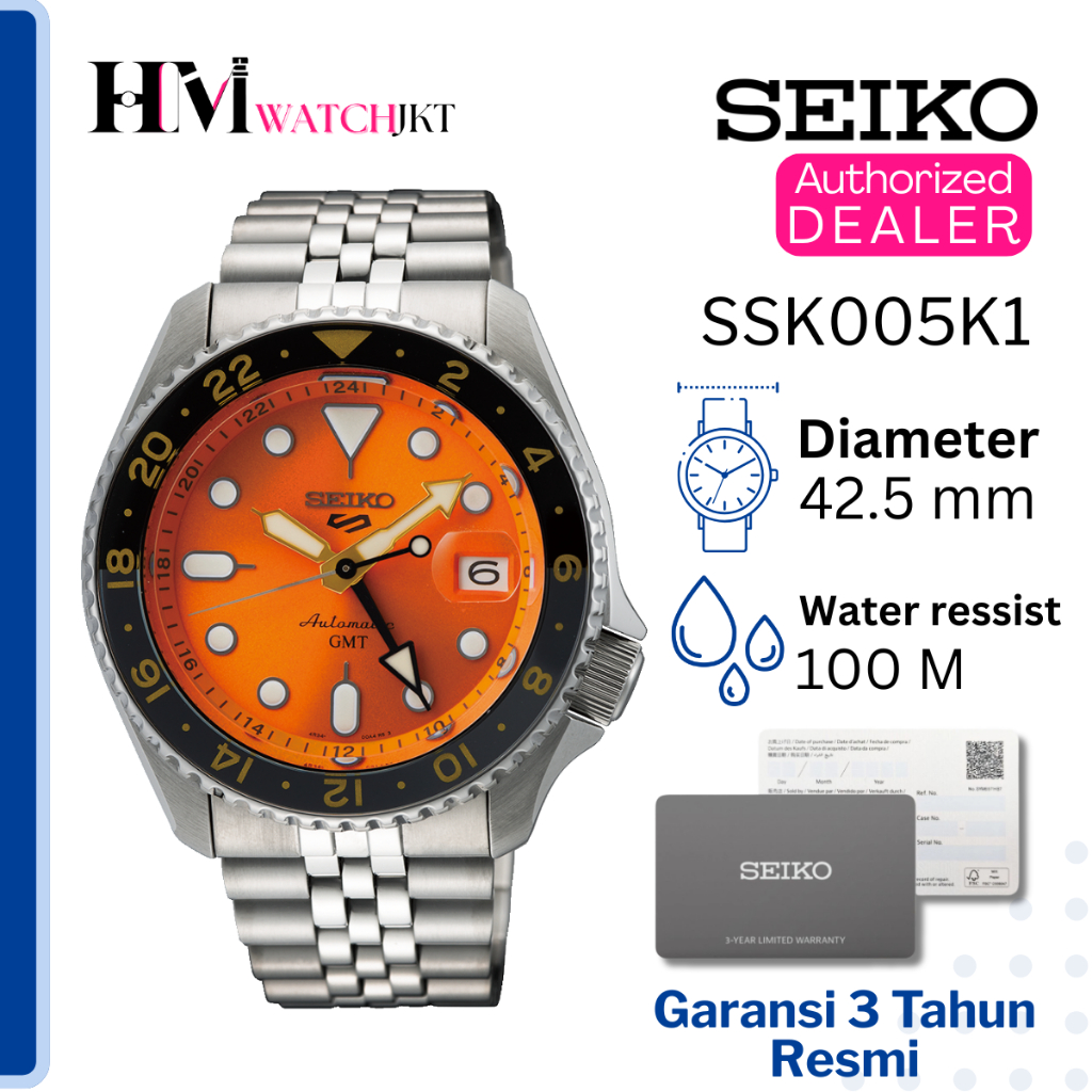 SEIKO 5 Sport GMT SSK003K1 Jam Tangan Pria Original Analog Automatic GMT Dive Antiair