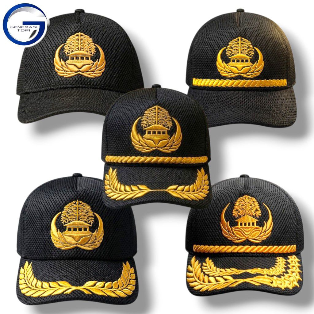 Topi Korpri Hitam Bahan Doublemes Bordir Tebal Golongan 1/2/3/4 - Topi Pns Bordir - Topi Dinas Pns B