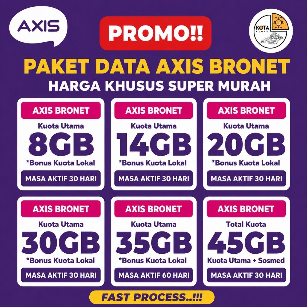 Kuota AXIS Bronet Murah Full Nasional Unlimited Terlaris Proses Cepat
