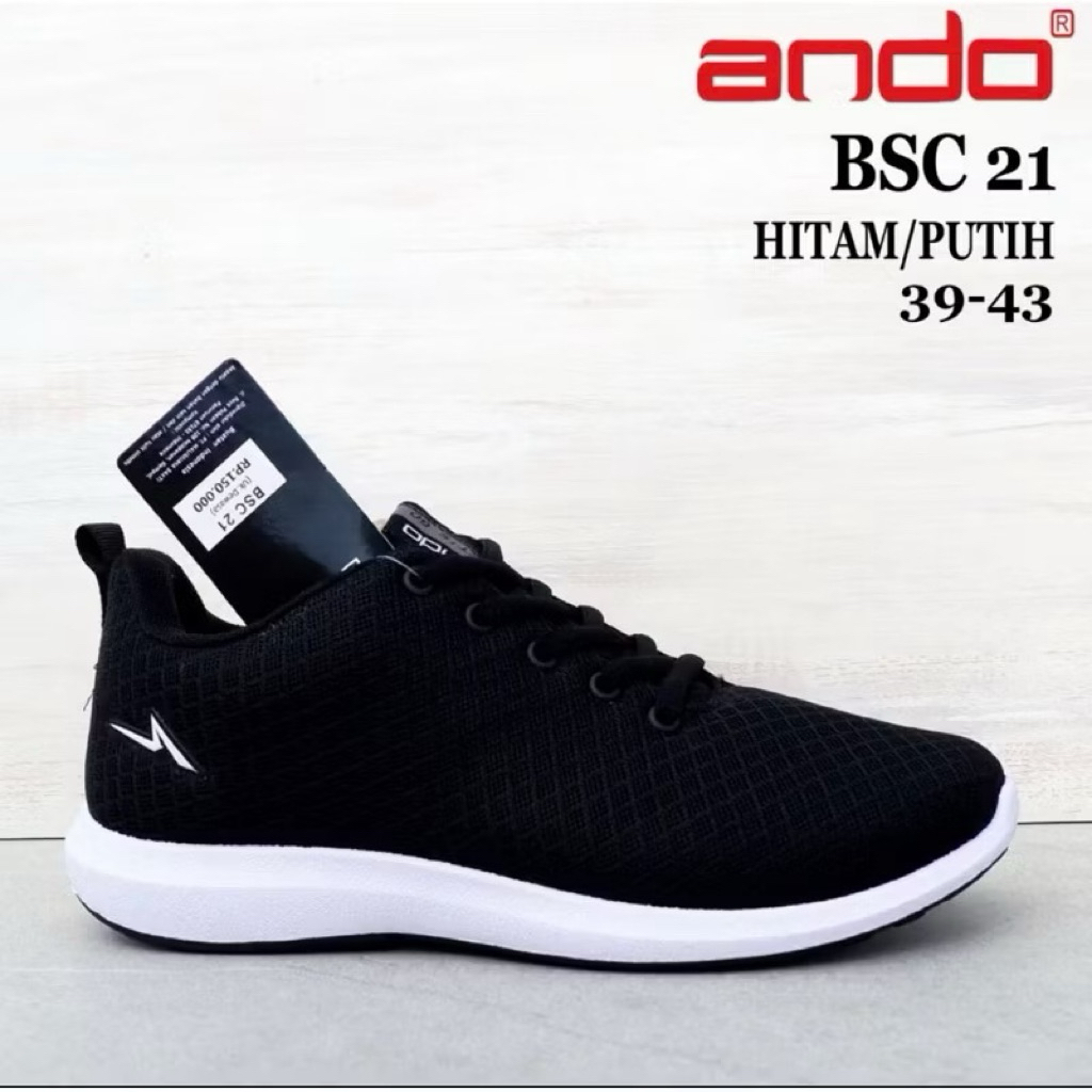 Sepatu Sneakers Pria Wanita Ando Liam Full Hitam Ukuran 35-43