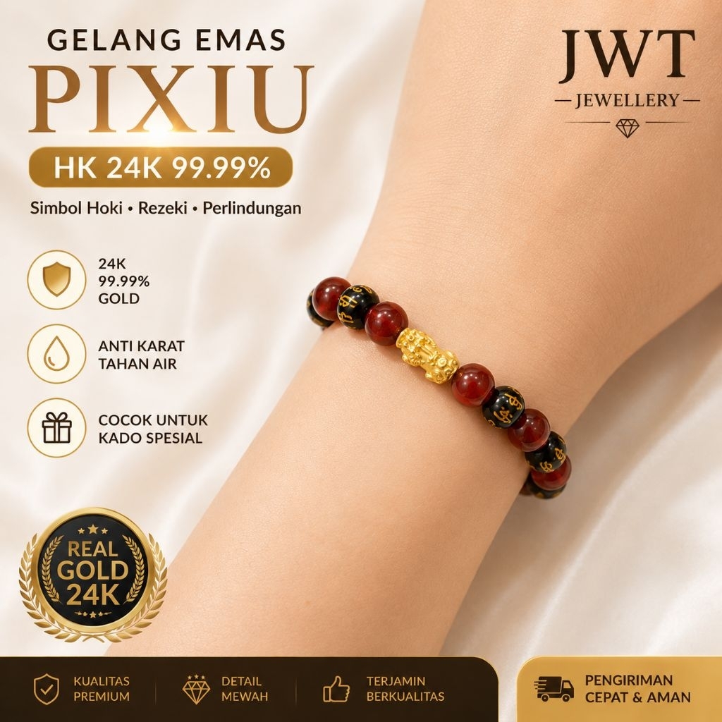 GELANG EMAS TALI PIXIU HARIAN UNISEX 24k 24K KARAT 9999 RINGAN HARIAN