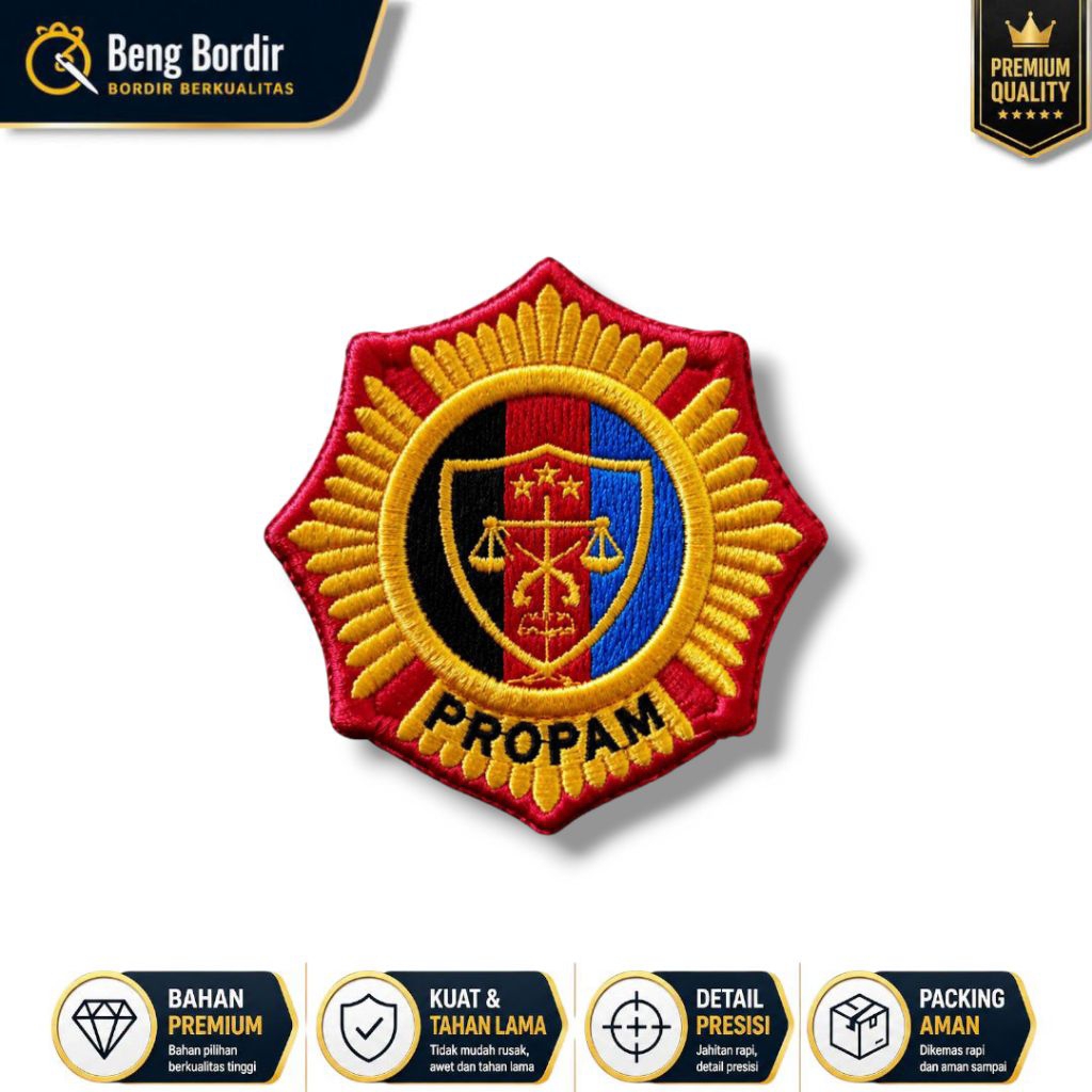 Roda Pin Propam Polri Bordir Timbul