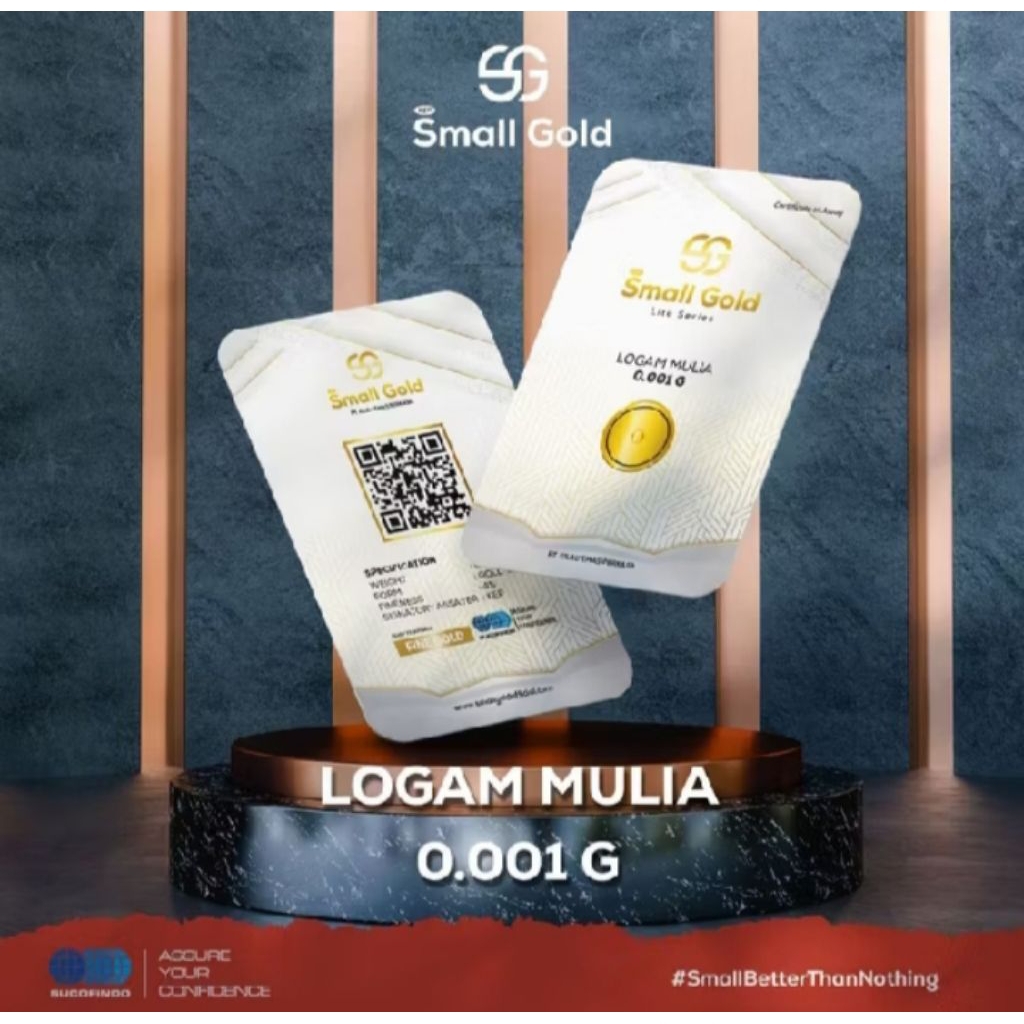 Emas 0.001 Gram - Laminating, Warna Small Gold, Sertifikat Asli