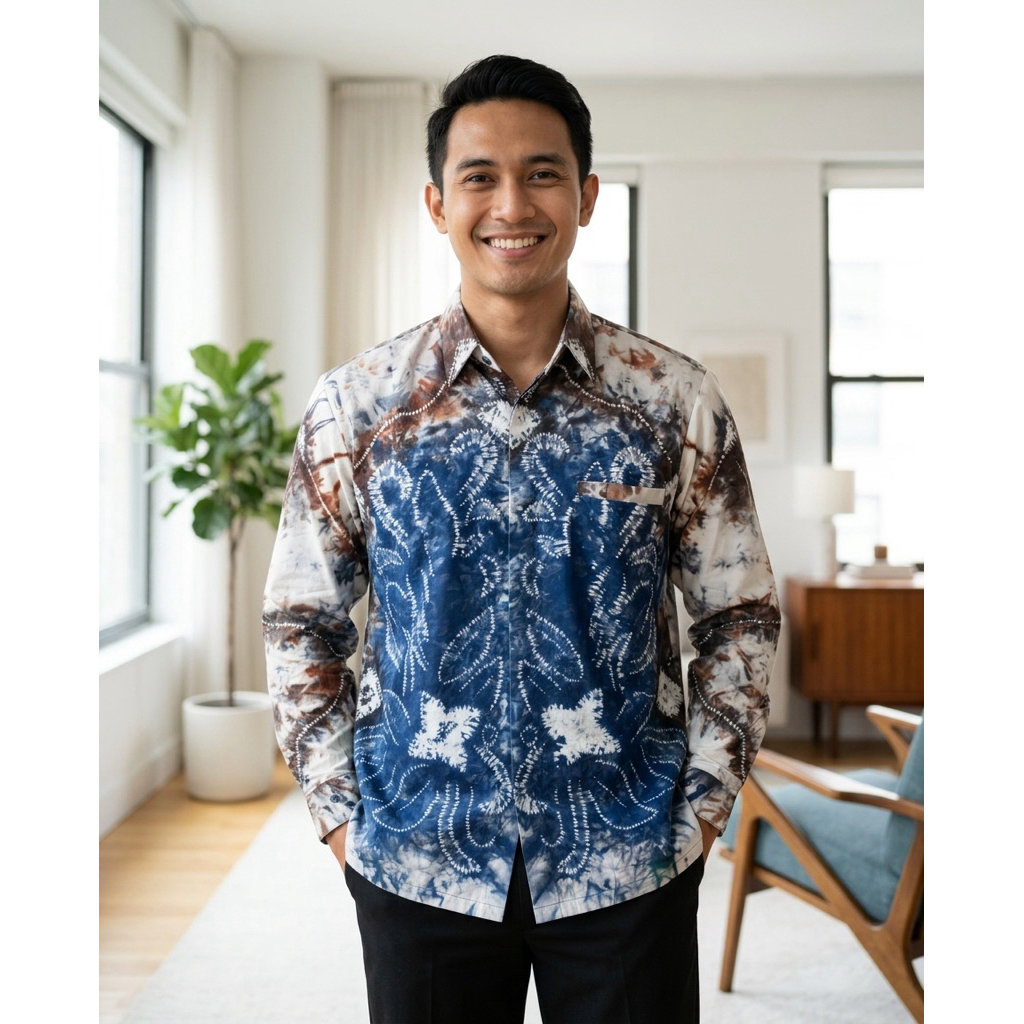 BAJU KEMEJA PRIA MOTIF SASIRANGAN SIZE M