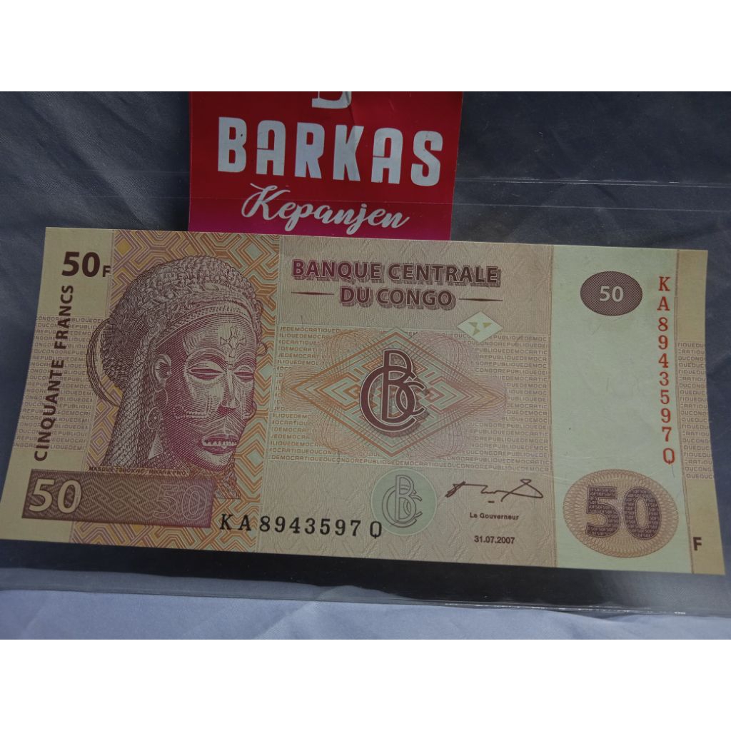 Uang Kertas 50 francs congo 2007