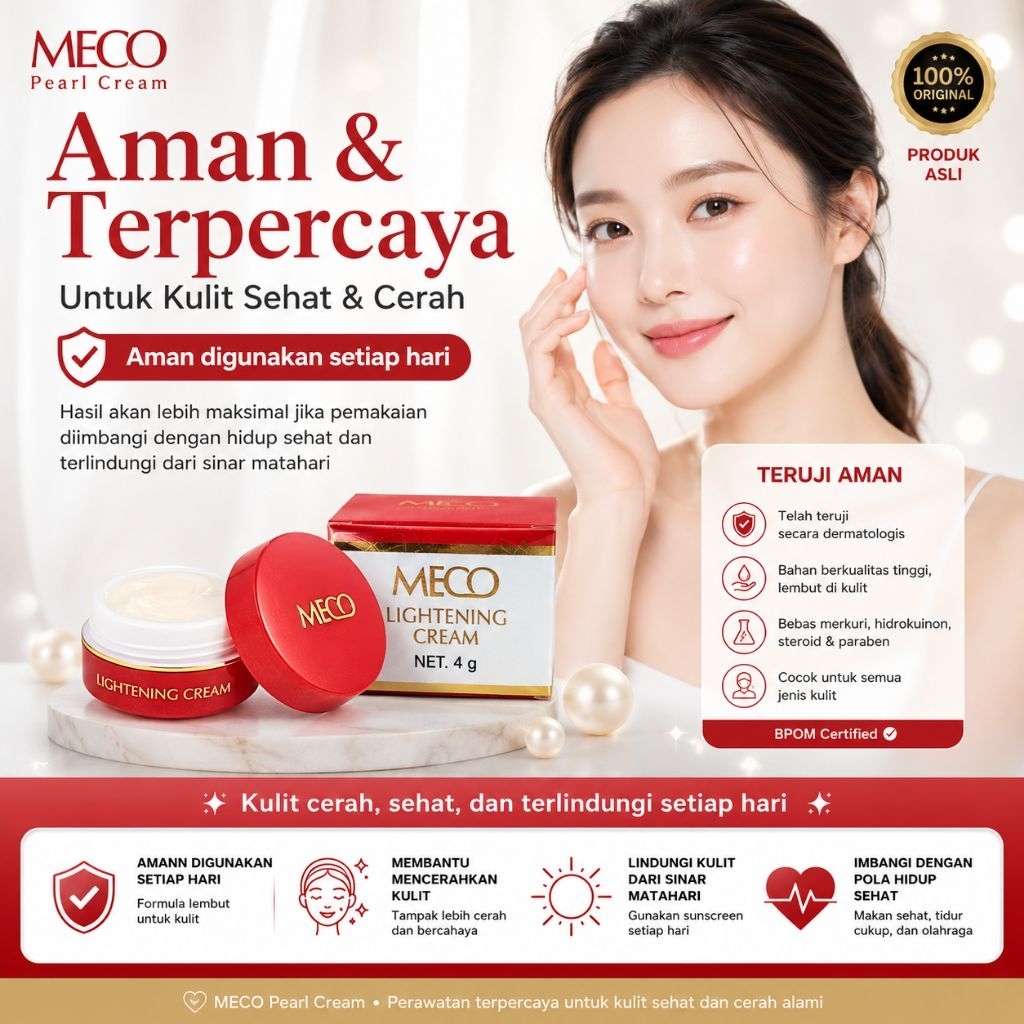 Meco Night Cream 4gr Original BPOM - Krim Malam Pencerah Wajah & Penghilang Noda Hitam