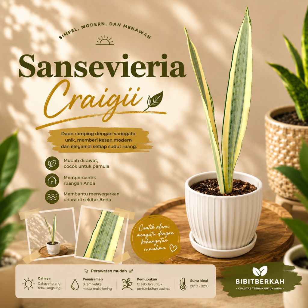 Sansevieria Craigii / Craigi / Carigi - Tanaman Hias Sansivera Lorenti Laurenti Lidah Mertua