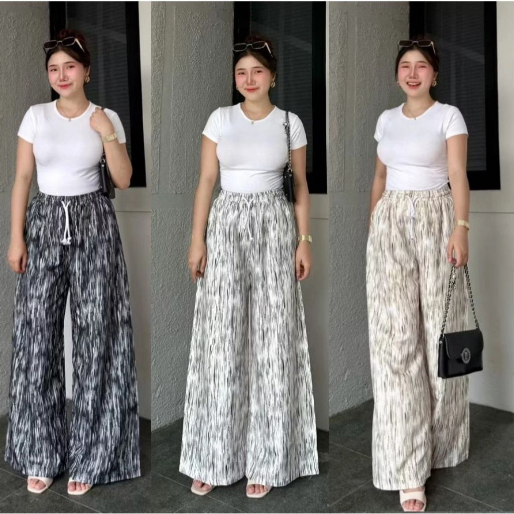 Kulot wanita motif abstrak || celana kulot panjang casual bahan katun premium