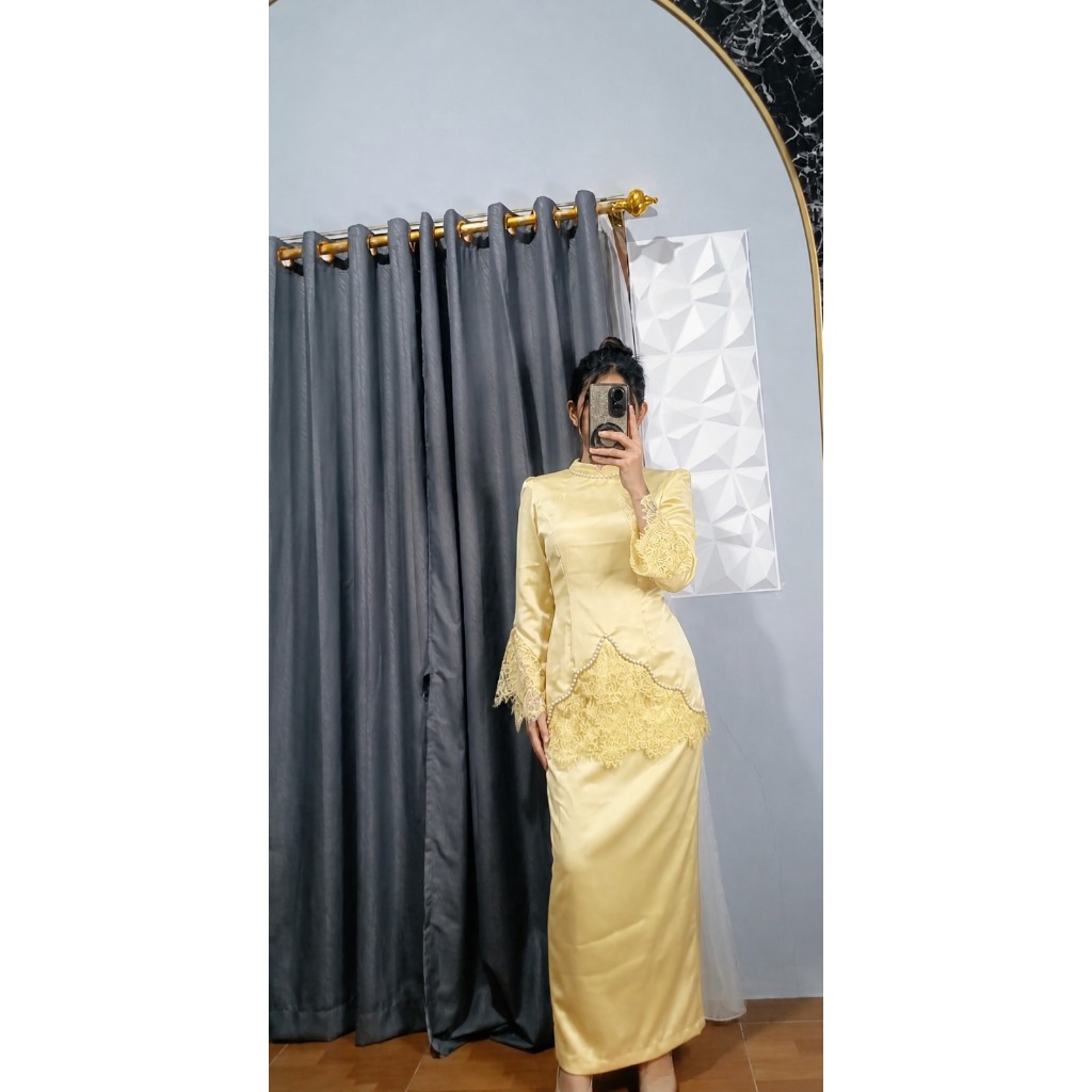NADIA - DRESS Brokat Kurung Melayu Kekinian One Set Rok Lebaran Bridesmaid Modern Elegant Mewah untu