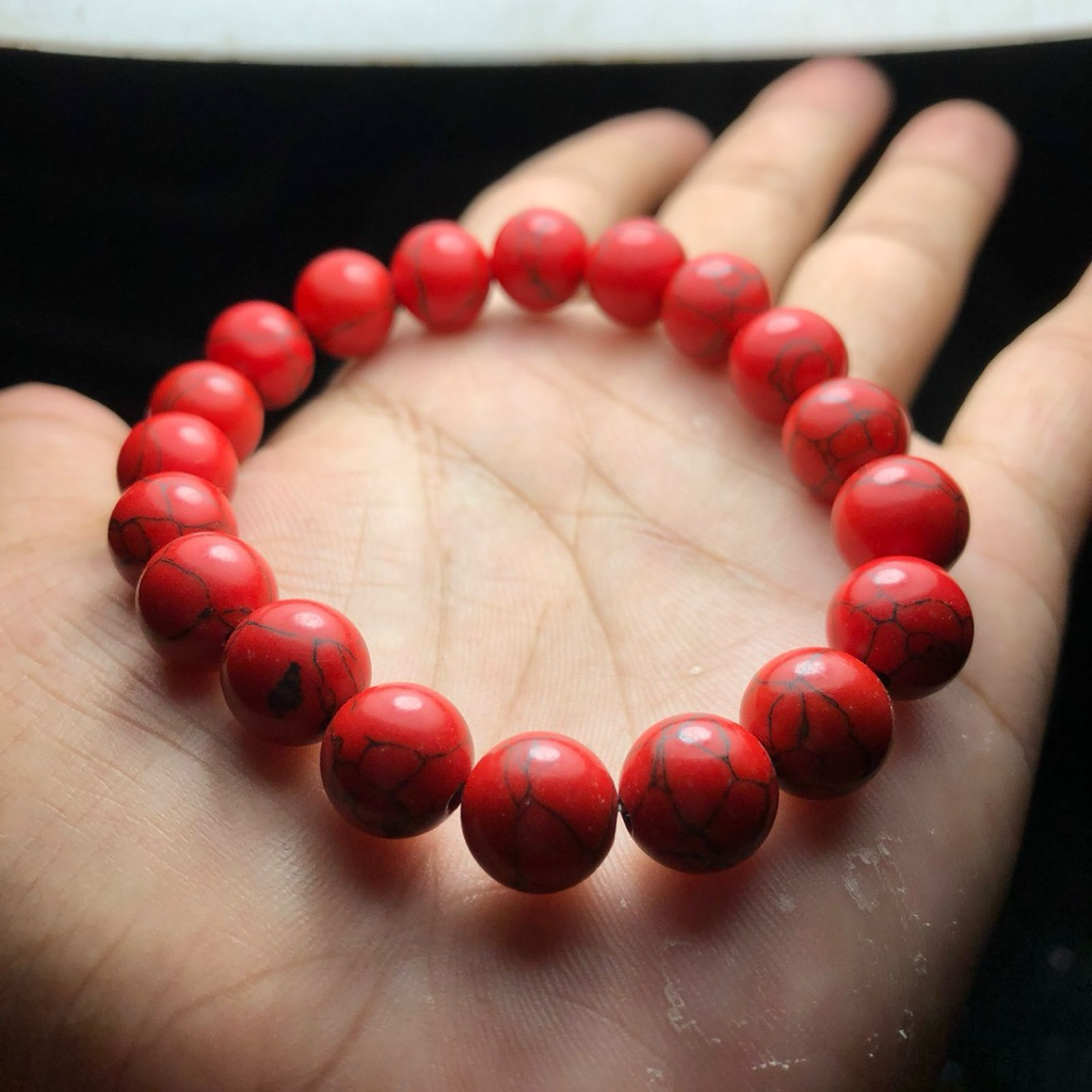 Gelang Batu Pirus Merah Asli Mesir 8MM Langka