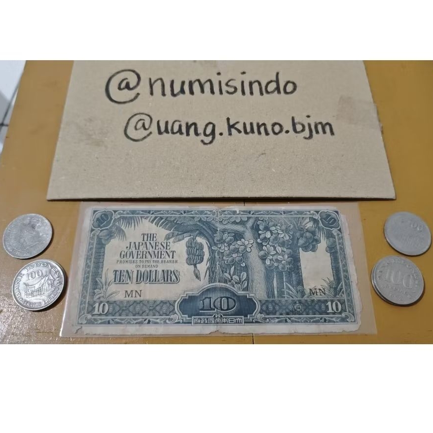 Uang Kuno 10 Dollar Jepang Era Penjajahan (Uang Pisang Malaya) - Original Asli
