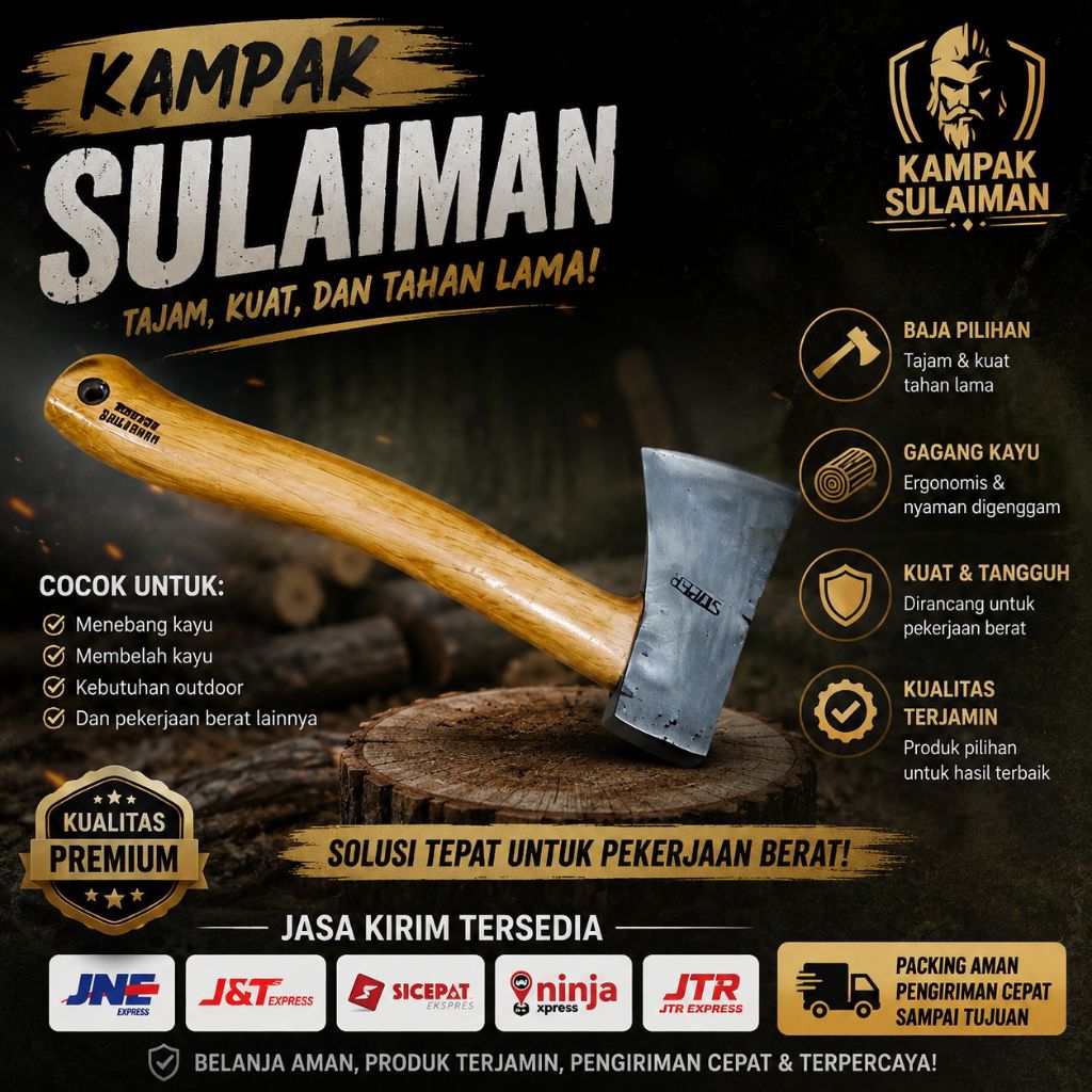 Kampak Sulaiman Handmade | Kapak Serbaguna Tebang & Belah Kayu Super Tajam