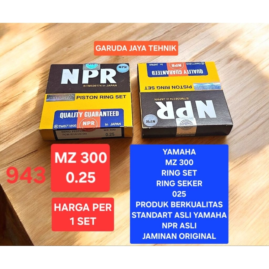 Ring set ring piston ring seker ring seher 0.25 yamaha MZ300 MZ 300 NPR ASLI ORIGINAL standart asli 