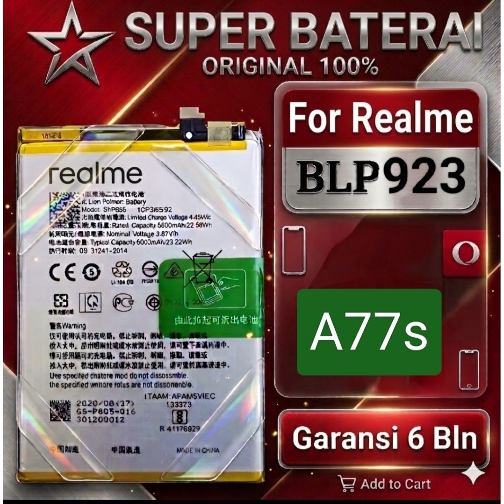 Baterai Oppo A77s Original+Obeng Dan Lem Blp 923