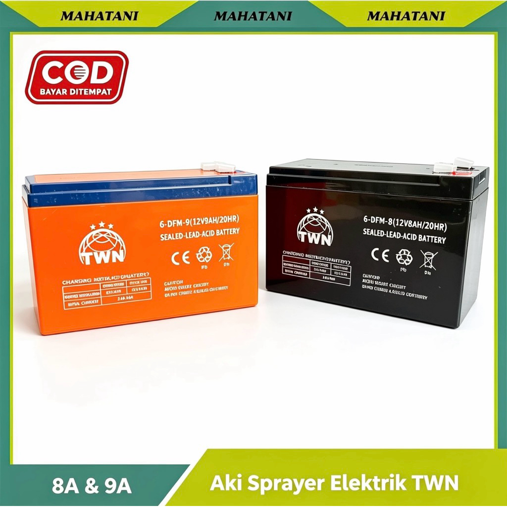 Aki Semprot Elektrik TWN 12V – Baterai 8Ah & 9Ah | Cocok untuk Tangki Sprayer Otomatis – Siap Ces