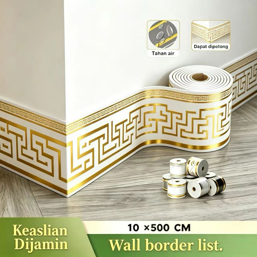 Lis Dinding Wall Border 5m x 10cm Wallpaper Tempel Tebal PVC Premium Foam Stiker Skirting Bawah Deko