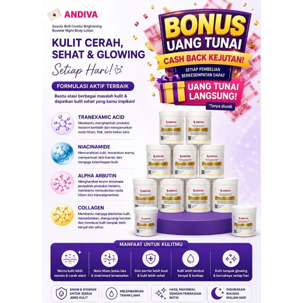 Andiva Beauty Belli Combo Brightening Booster Night Body Lotion
