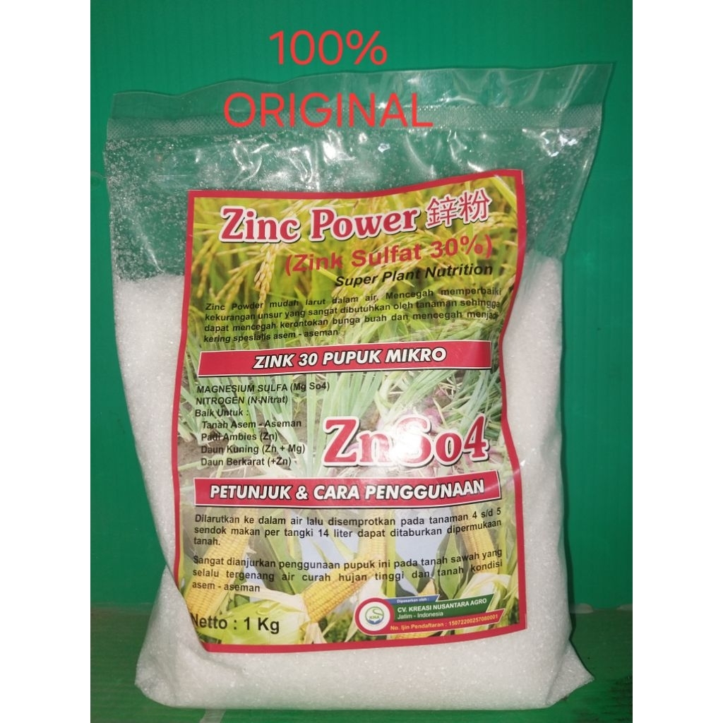 ZINC POWER (zink sulfat 30 %) padi asem asemen