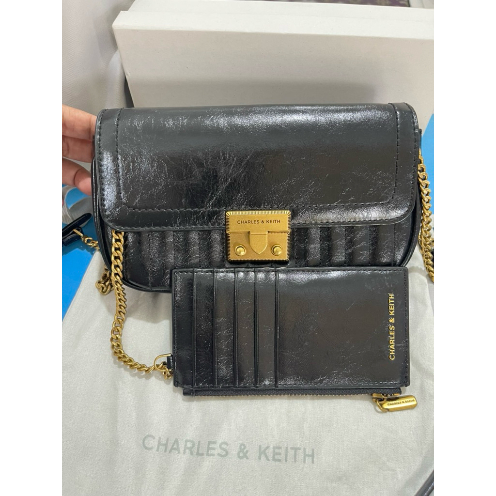 preloved tas charles & keith lengkap dompet