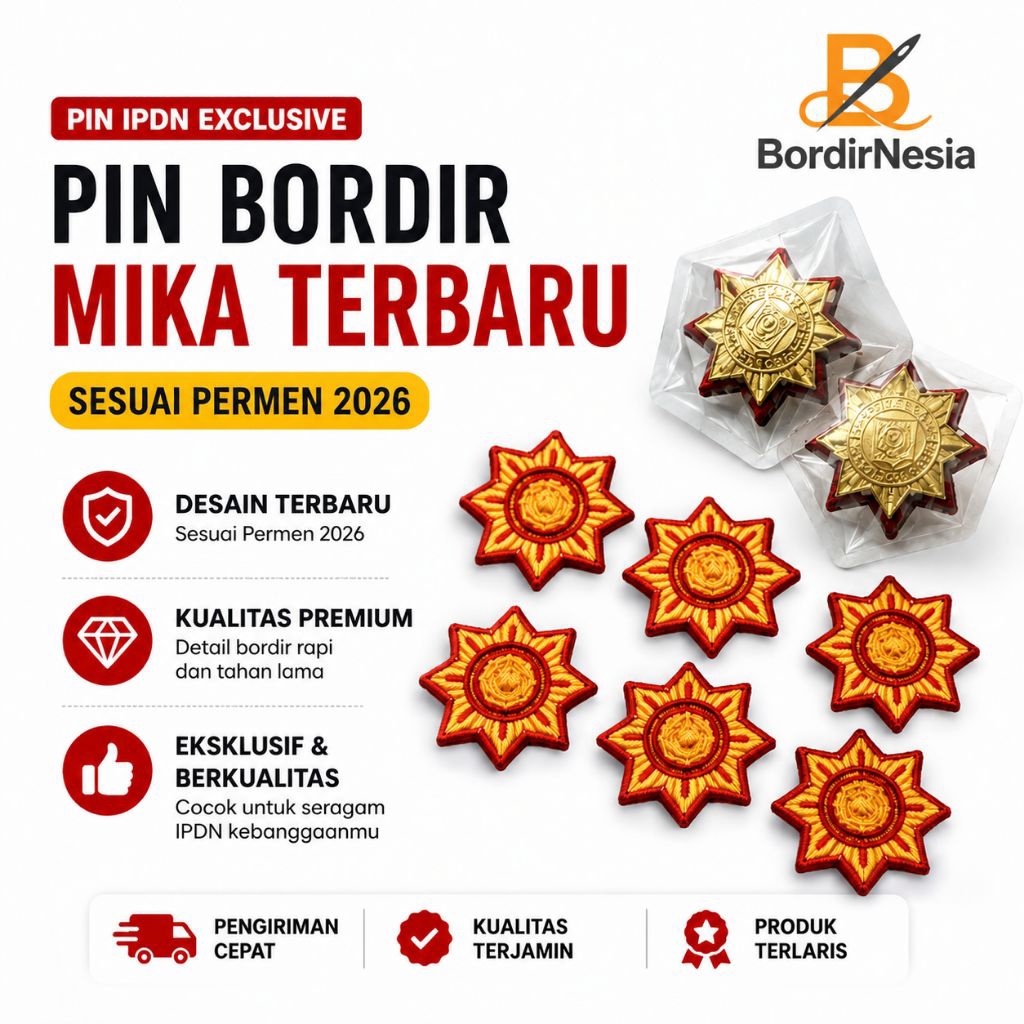 PIN IPDN EXCLUSIV BORDIR/MIKA TERBARU SESUAI PERMIN 2026 BEST SELLER