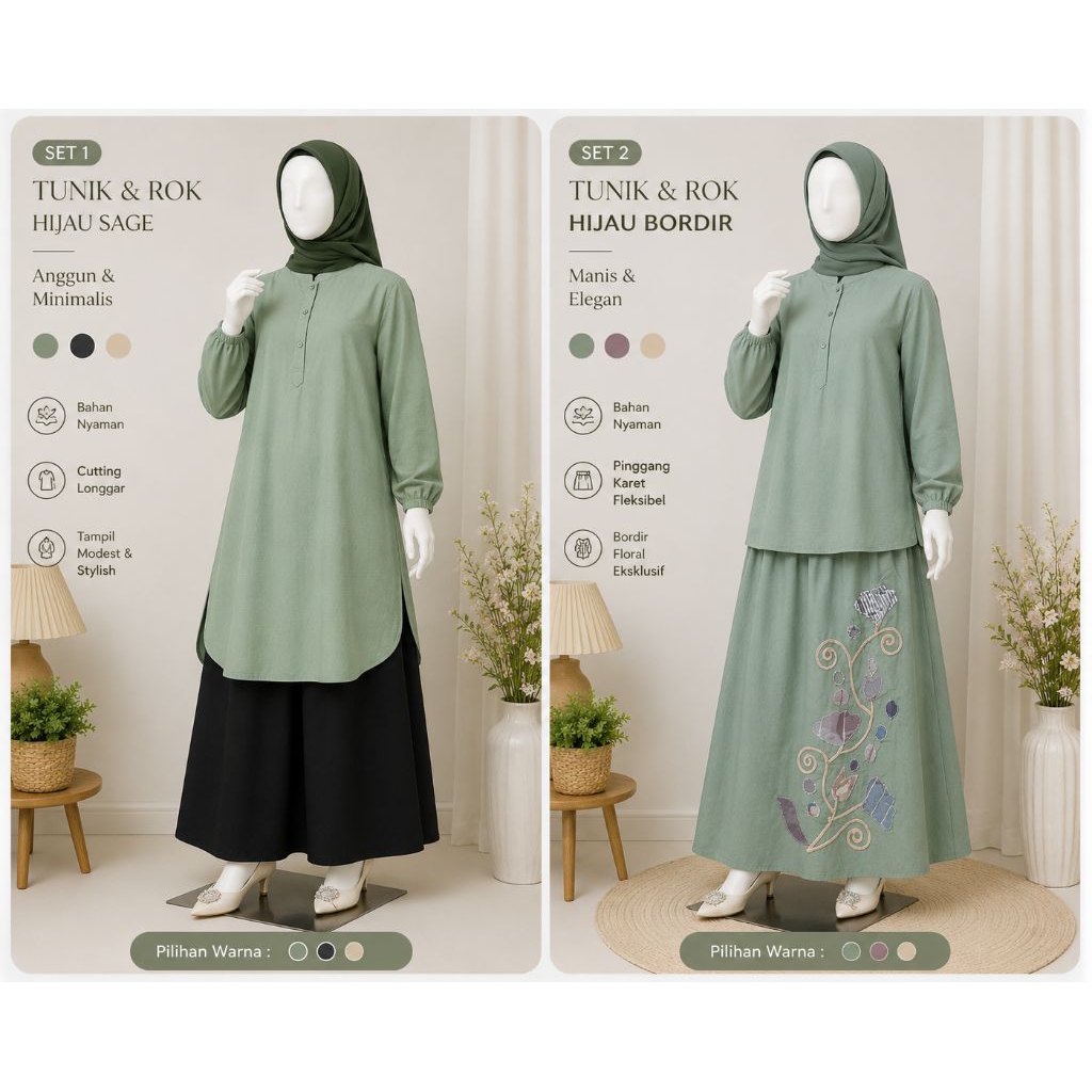Onset baju tunik dan rok