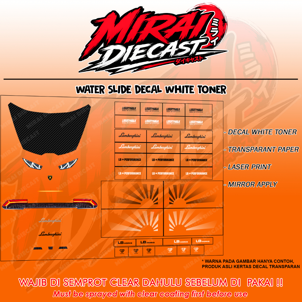 Decal Hot wheels Lamborghini huracan LBWK detailing