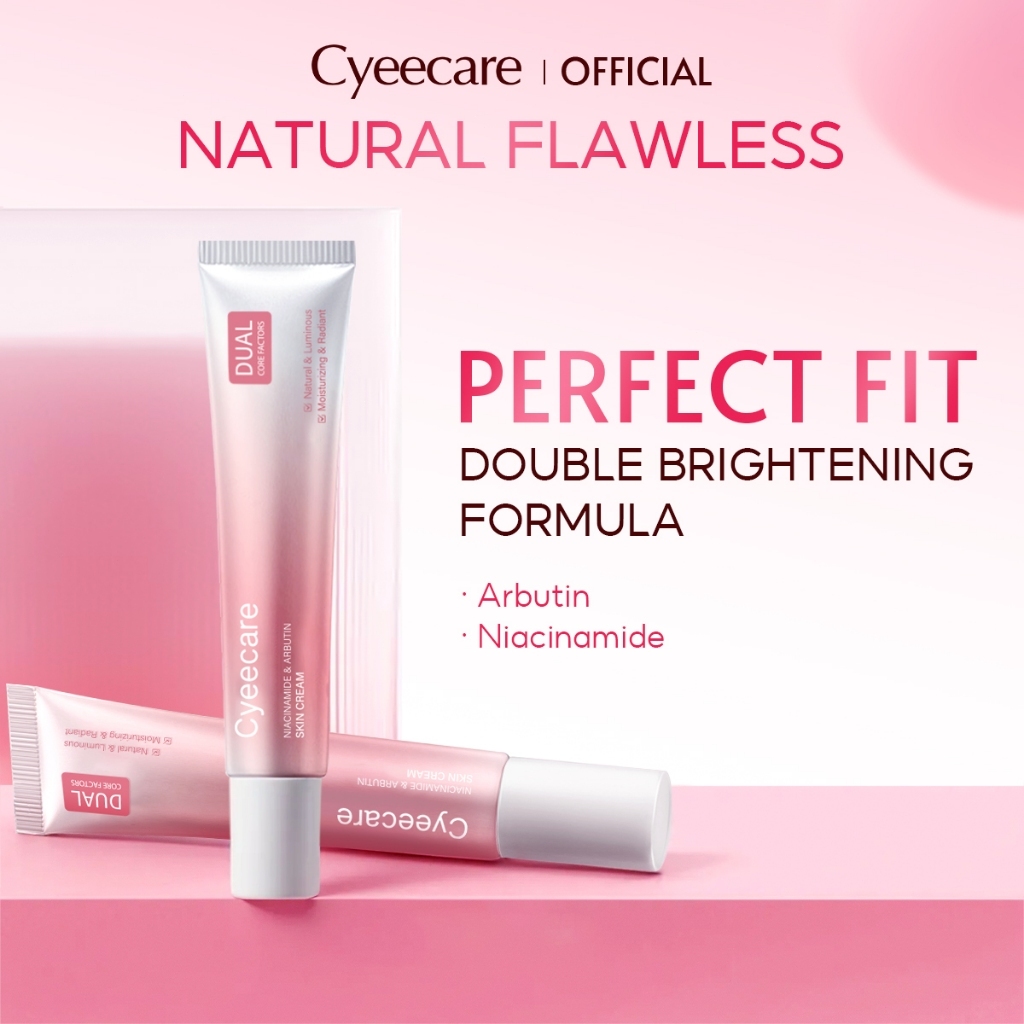 Krim Wajah CyeeCare - Perawatan & Makeup 1 Langkah, Kandungan Arbutin, Niacinamide & Glycerin, Untuk