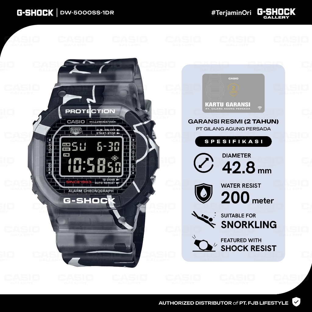 G-Shock Jam Tangan Pria DW-5000SS-1DR Original Digital Black