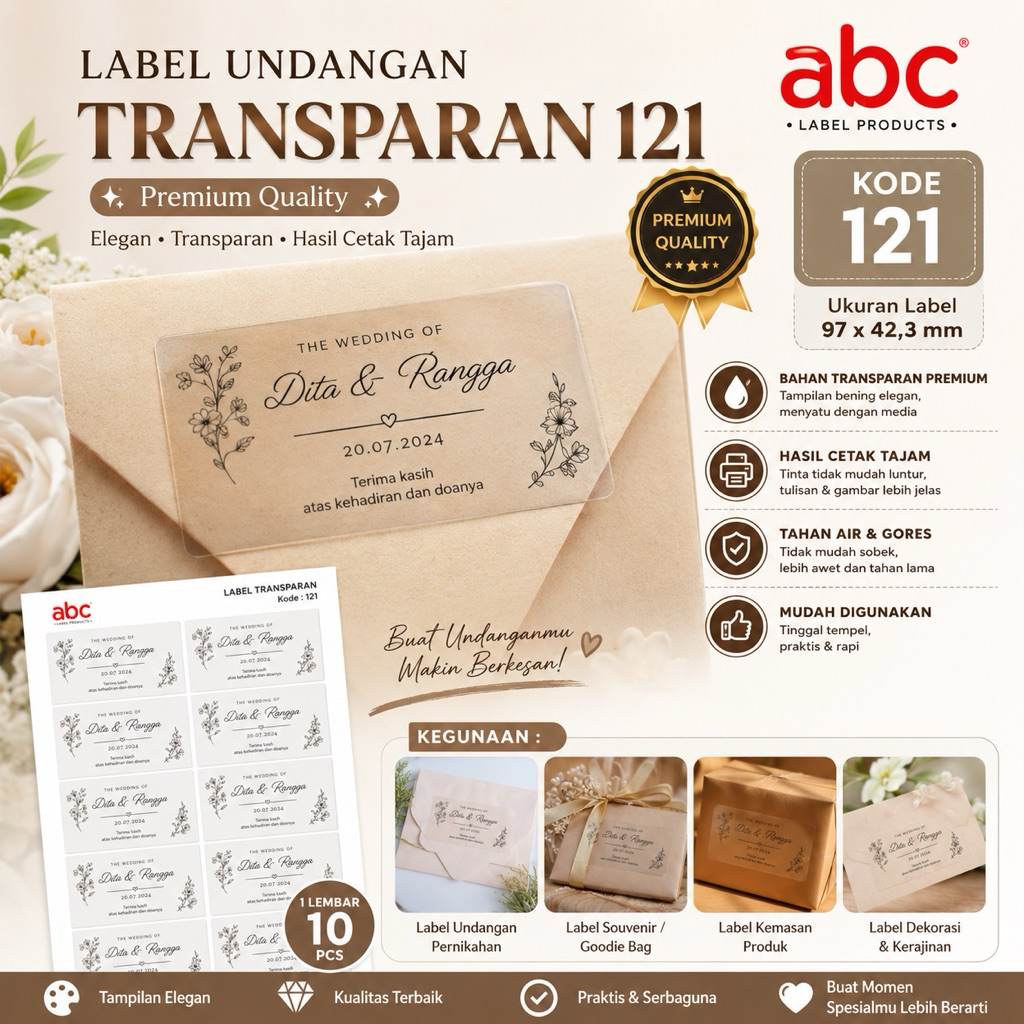 transparan label 121 - label undangan - label bening
