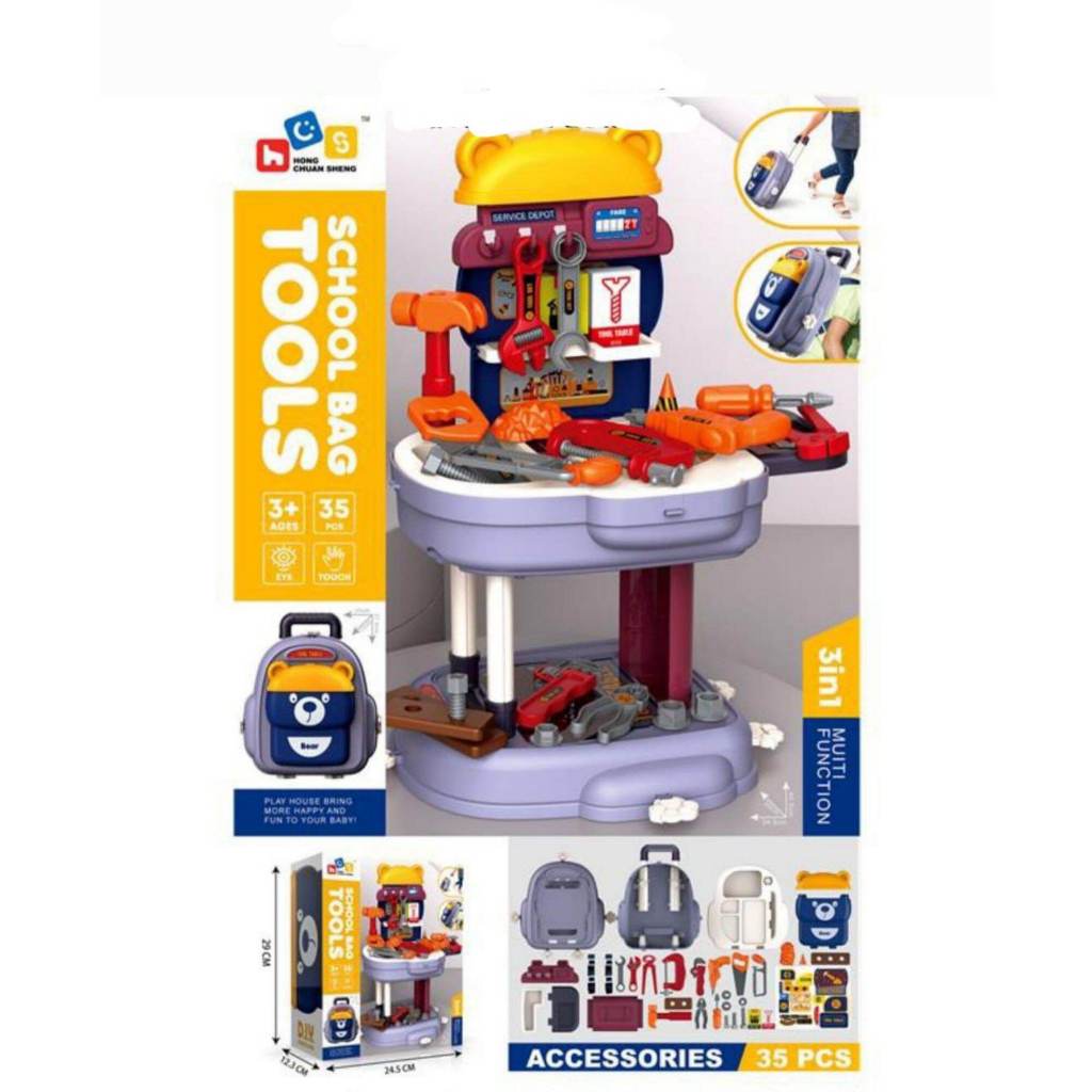Mainan Tools Set Anak Mainan Tools 3in1 Multifungsi Mainan Alat Pertukangan