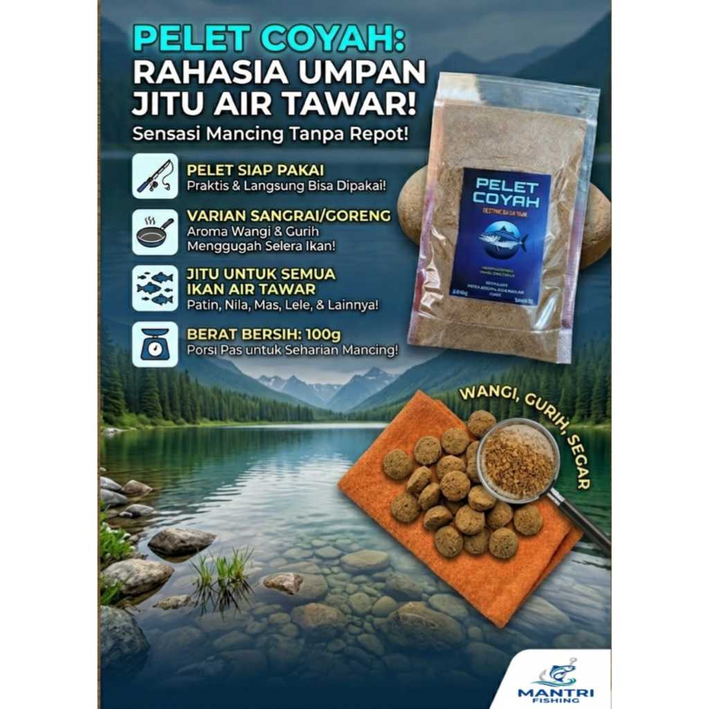 Umpan Ajib Pelet Coyah Sangrai/Goreng Umpan Mancing Pelet Ikan Siap Pakai