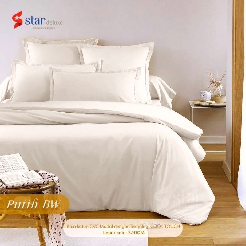 Sprei Set Katun Star Polos Putih Bw