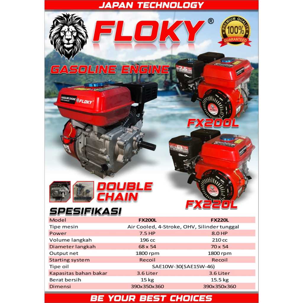 Mesin Penggerak GX200 Putaran Lambat Floky FX 200L