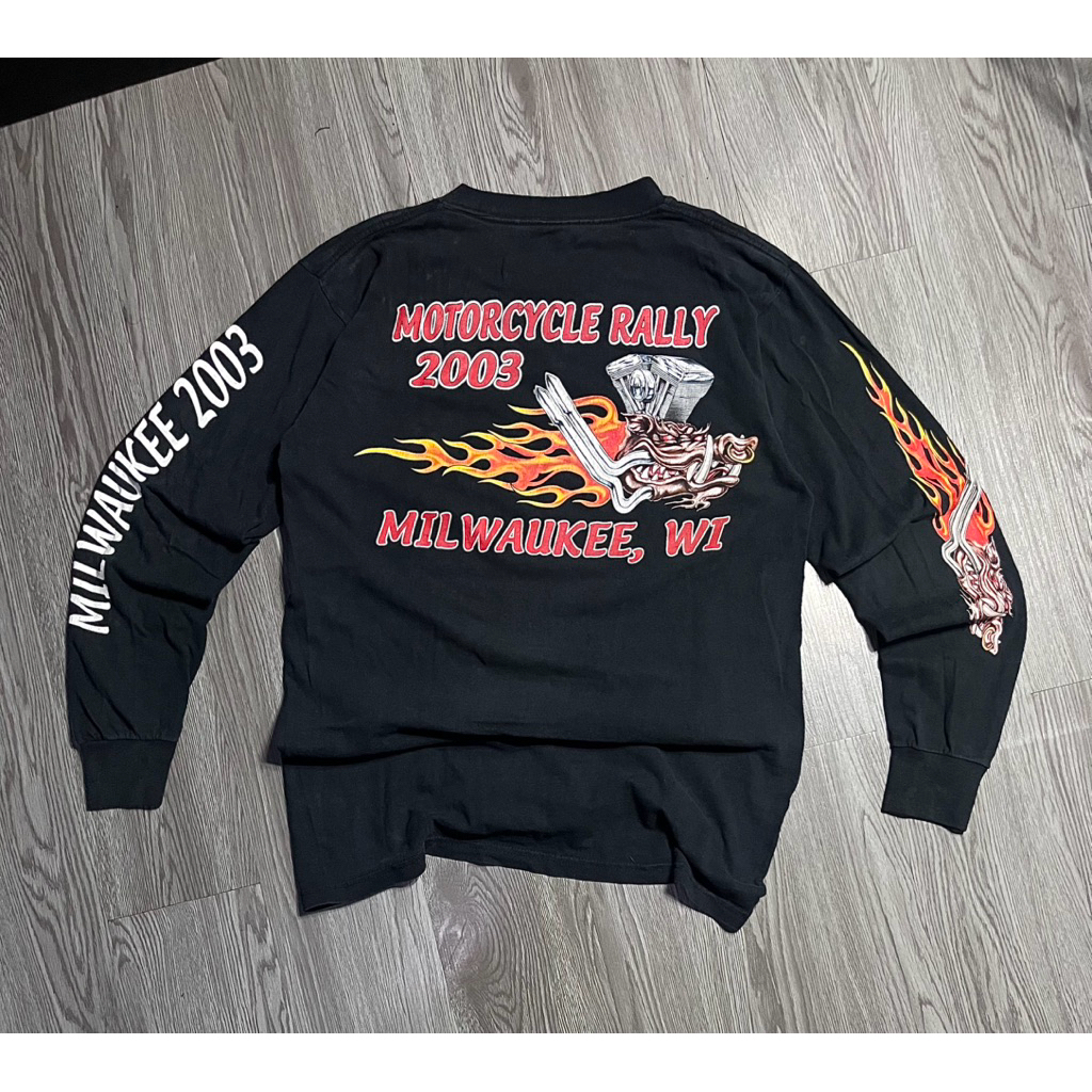 Vtg 2000s Motorcycle Rally Milwauke Wi Longsleeve Shirt M
