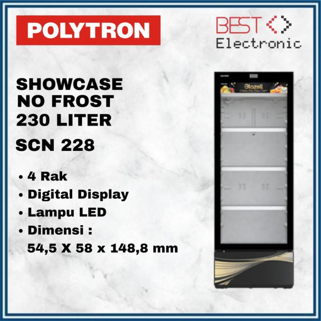 SHOWCASE POLYTRON 228 4 RAK DISPLAY COOLER KULKAS LOW WATT NO FORST
