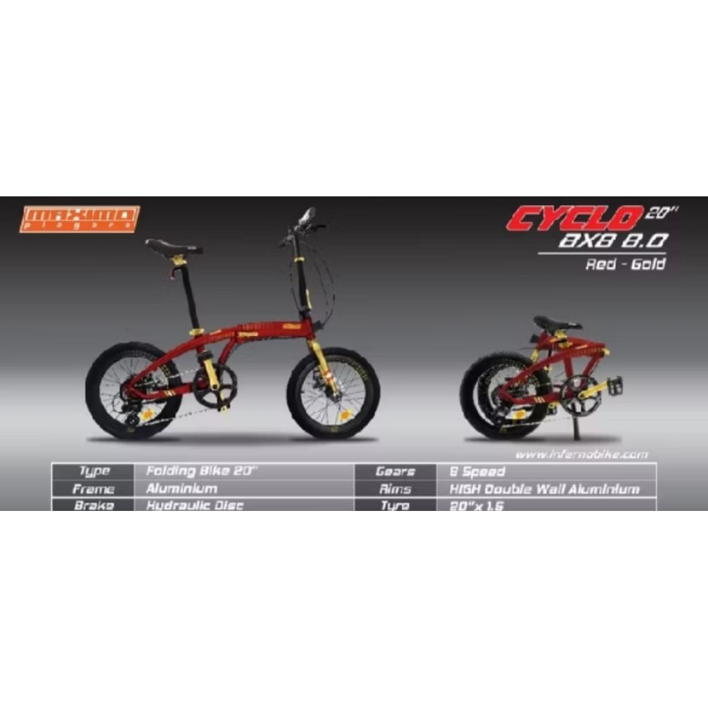 KHUSUS UNTUK GRAB/ INSTAN Sepeda lipat 20" MAXIMO CYCLO BX8 8.0 / TX 3.0/BX8 7/8speed