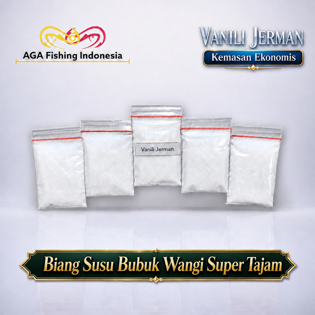 AGA Fishing VANILI JERMAN Biang Susu Bubuk Campuran Umpan Pancing Ikan Super Gacor Kemasan 3gr