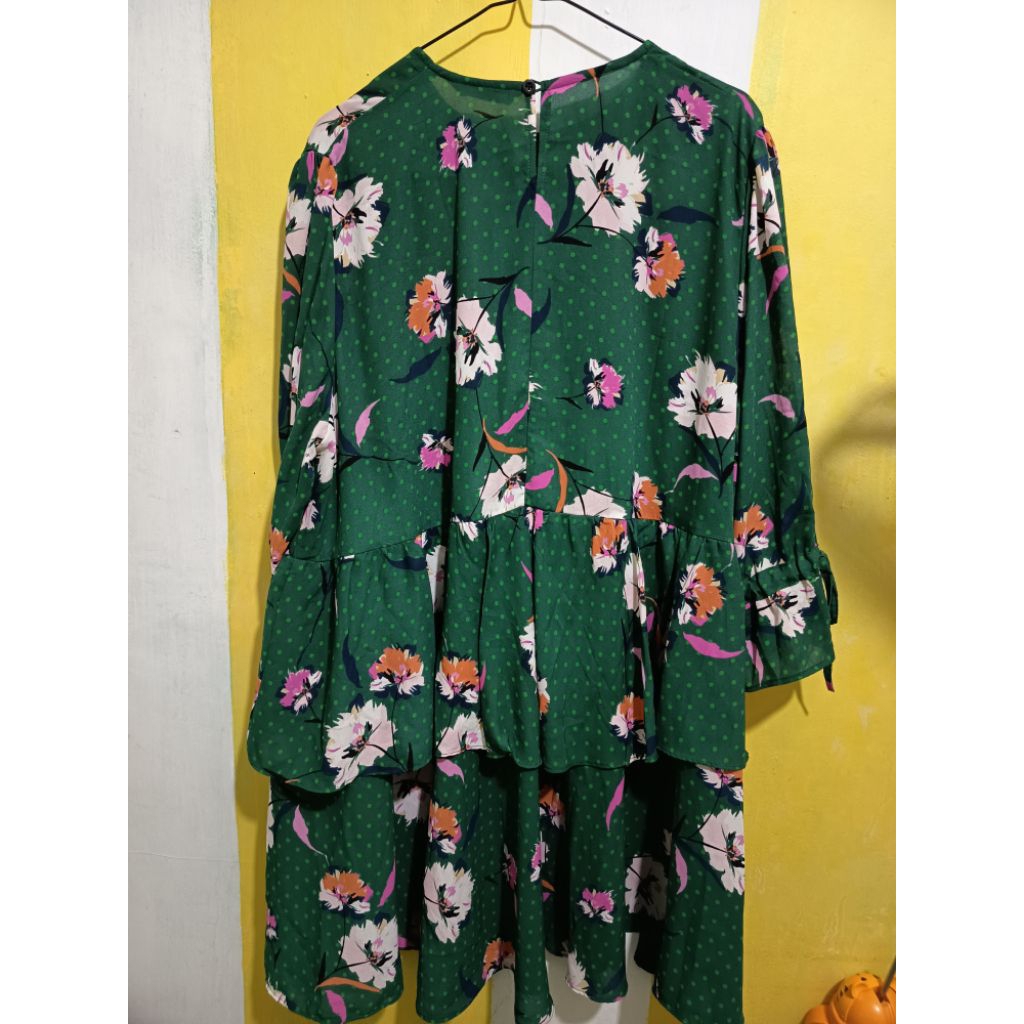 Preloved Tunik Flower Trick & Tricky Hijau Emerald
