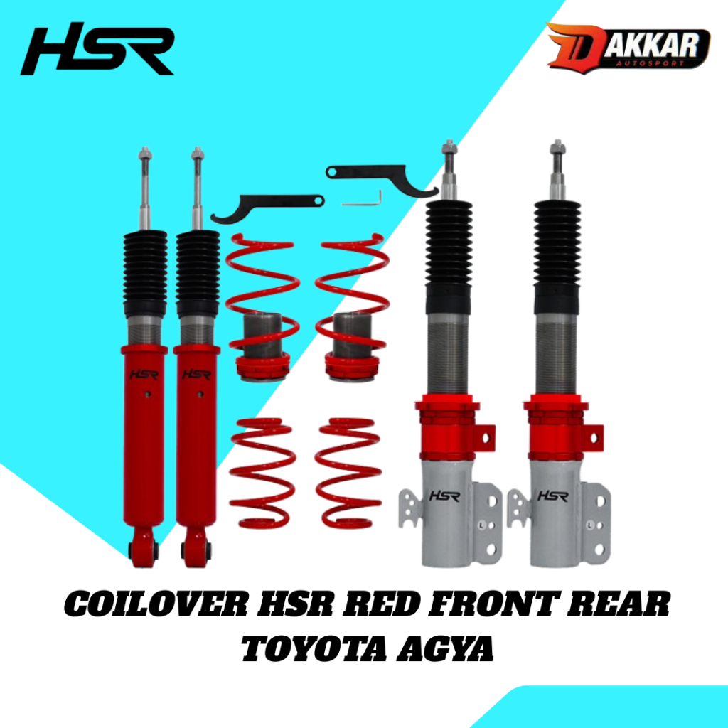 COILOVER MOBIL TOYOTA AGYA 1 SET COILOVER HSR RED DEPAN BELAKANG TOYOTA AGYA