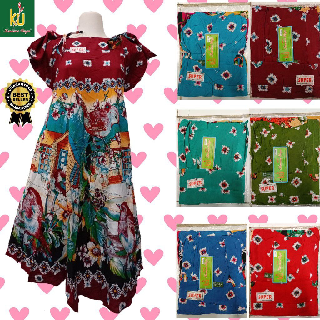 Daster Batik Kekinian Kencana Ungu Original Model Mayung Serutan