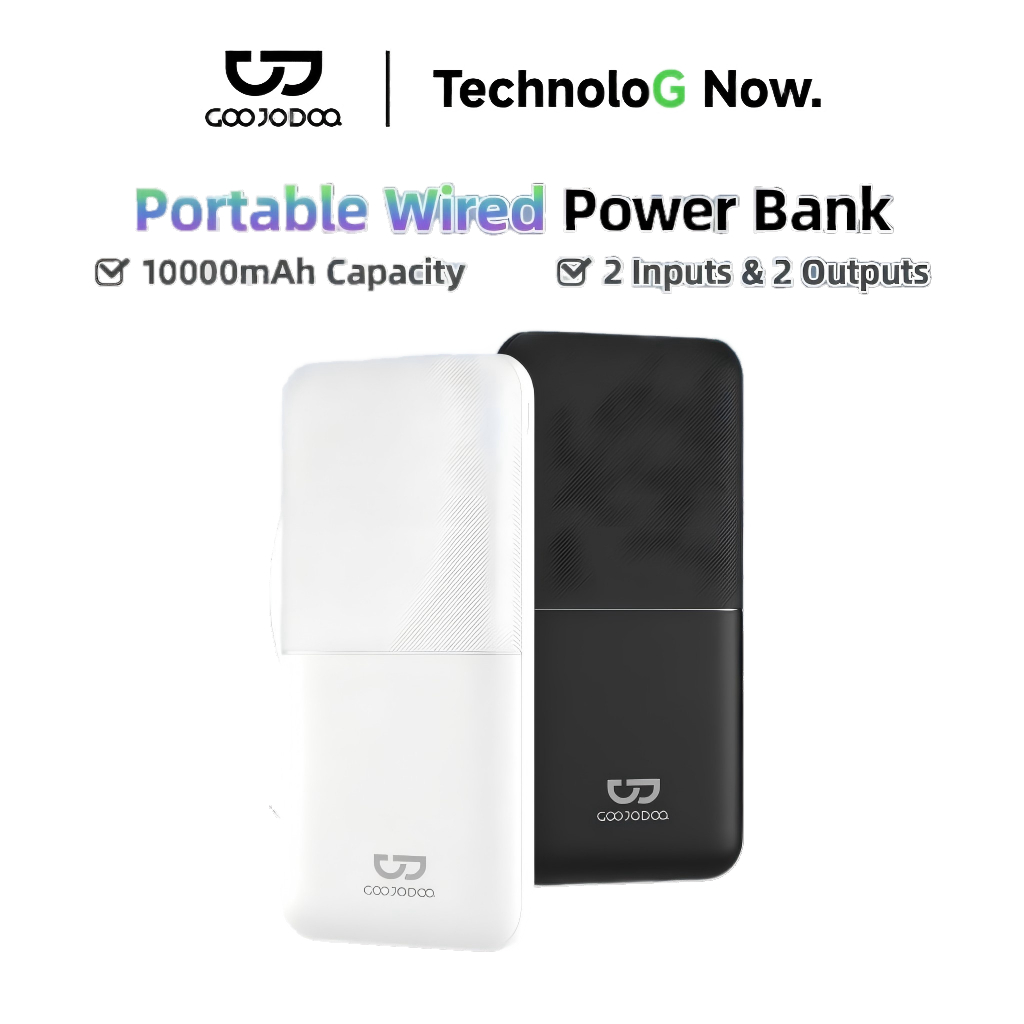 GOOJODOQ Portable 2 Output Ports Large Capacity Power Bank (10000mAh)