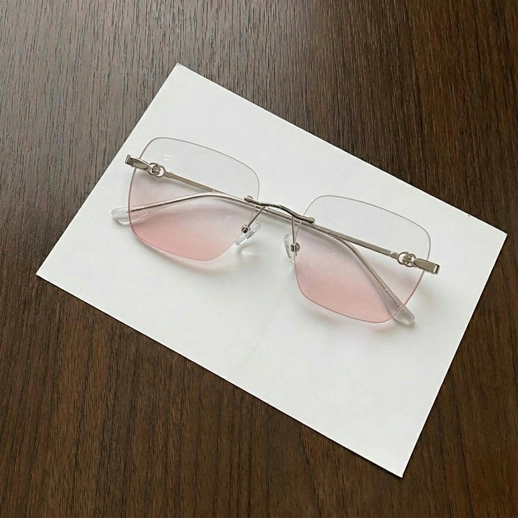 Kacamata Coco Rimless blush on make up bluechromic optik marchoptic felicia frameless tanpa gagang